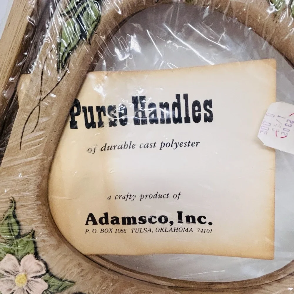 Vintage Adamsco Floral Purse Handles Cast Polyester NOS Bag Handles Craft USA